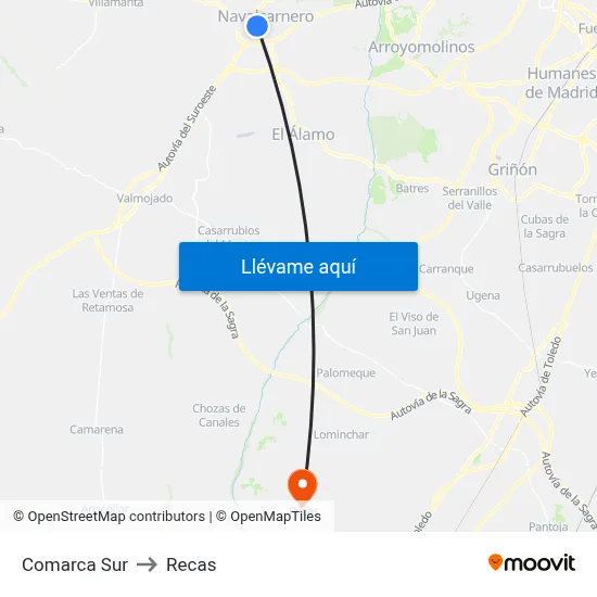 Comarca Sur to Recas map