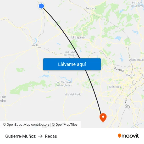 Gutierre-Muñoz to Recas map