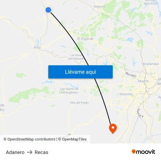 Adanero to Recas map