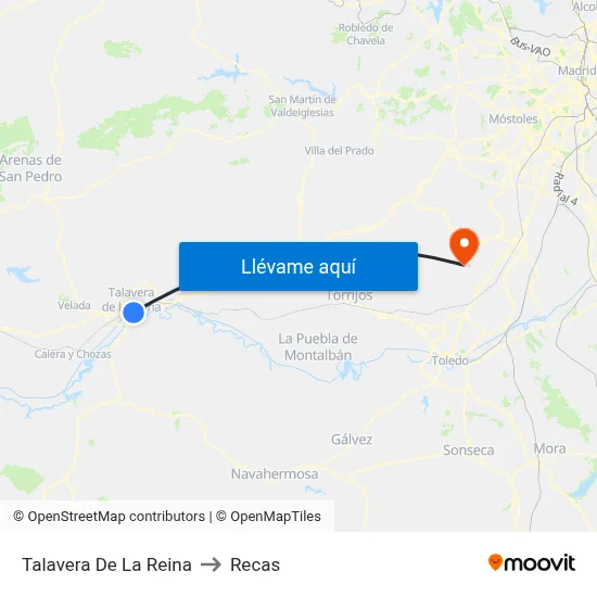 Talavera De La Reina to Recas map