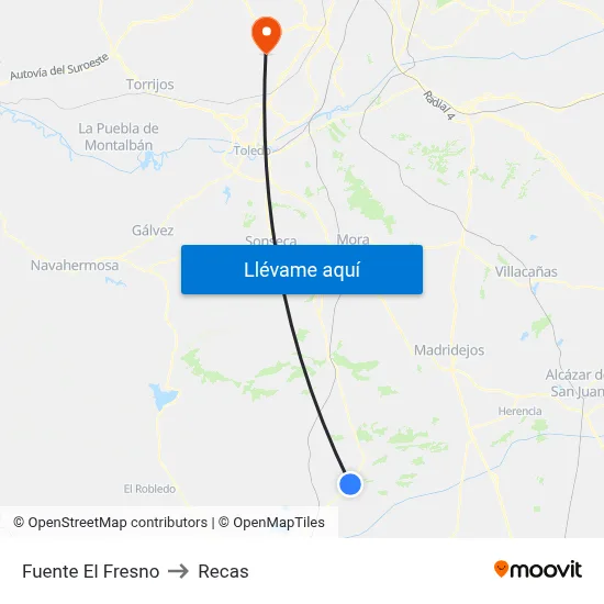 Fuente El Fresno to Recas map