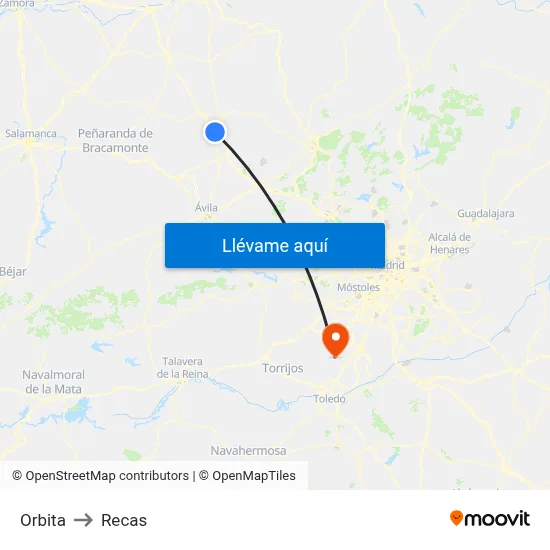 Orbita to Recas map
