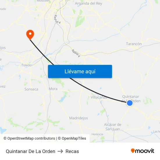 Quintanar De La Orden to Recas map