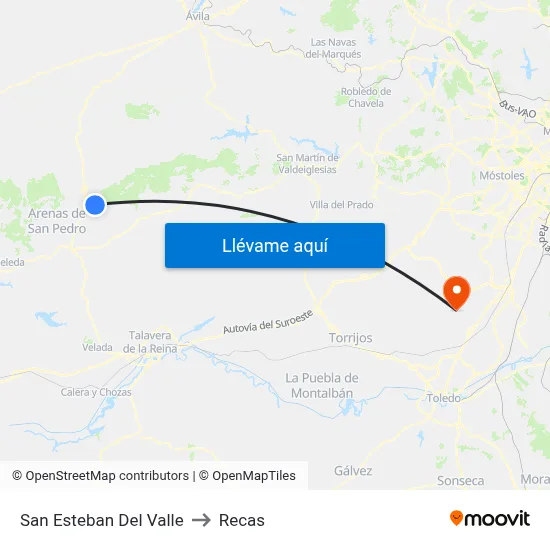 San Esteban Del Valle to Recas map