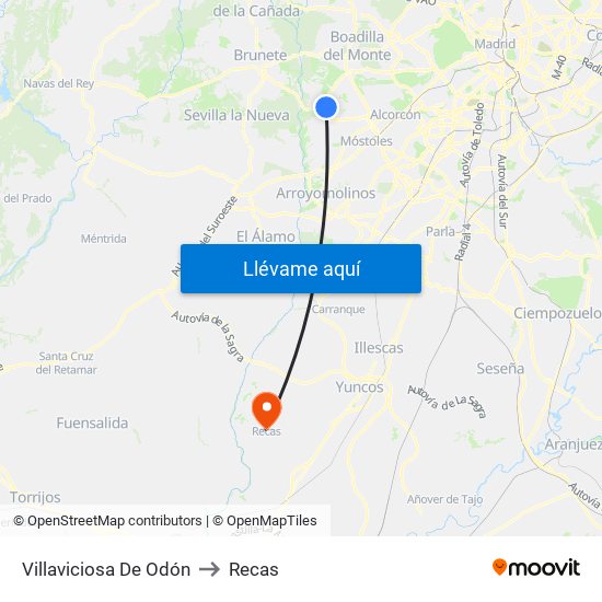 Villaviciosa De Odón to Recas map