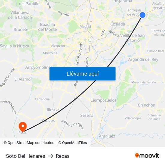 Soto Del Henares to Recas map