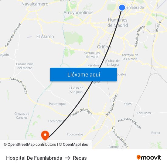 Hospital De Fuenlabrada to Recas map