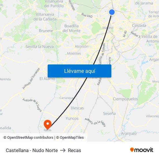 Castellana - Nudo Norte to Recas map