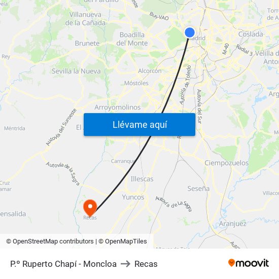 P.º Ruperto Chapí - Moncloa to Recas map