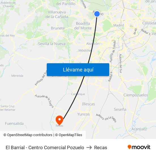 El Barrial - Centro Comercial Pozuelo to Recas map