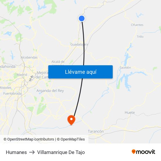 Humanes to Villamanrique De Tajo map
