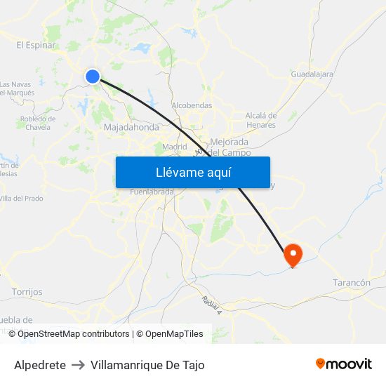 Alpedrete to Villamanrique De Tajo map