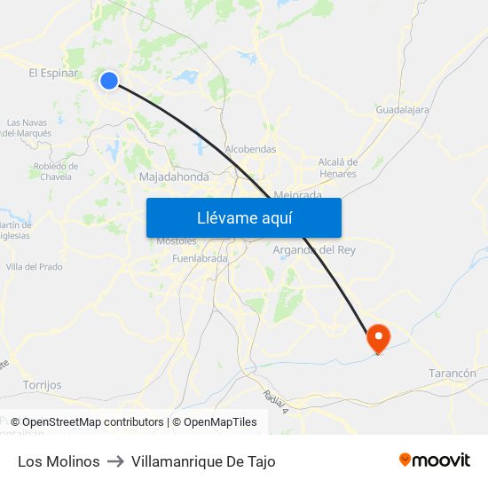 Los Molinos to Villamanrique De Tajo map