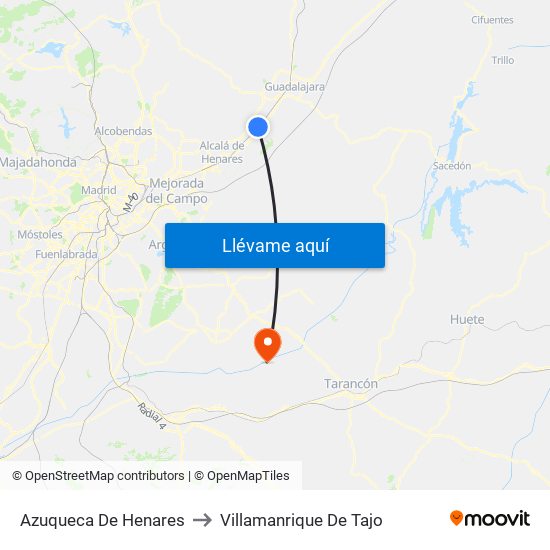Azuqueca De Henares to Villamanrique De Tajo map