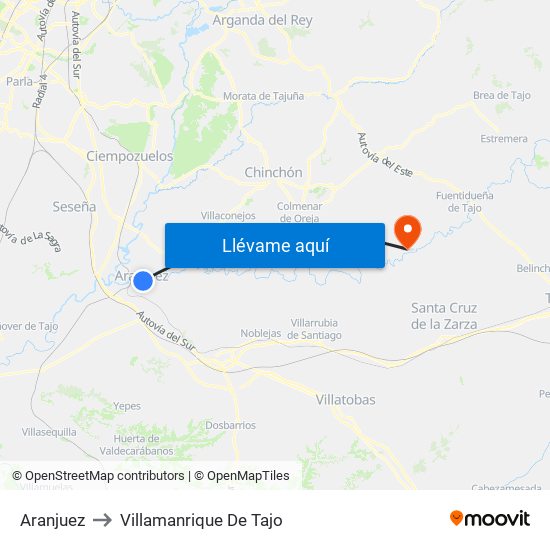 Aranjuez to Villamanrique De Tajo map