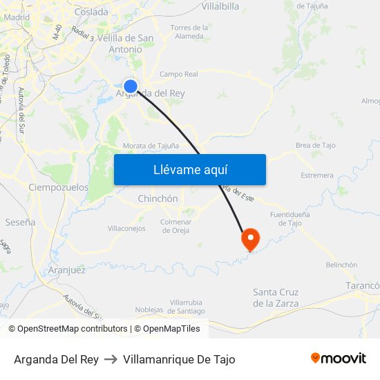 Arganda Del Rey to Villamanrique De Tajo map