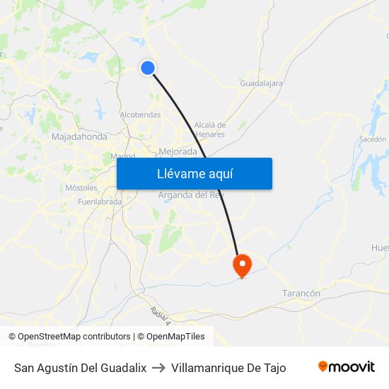 San Agustín Del Guadalix to Villamanrique De Tajo map