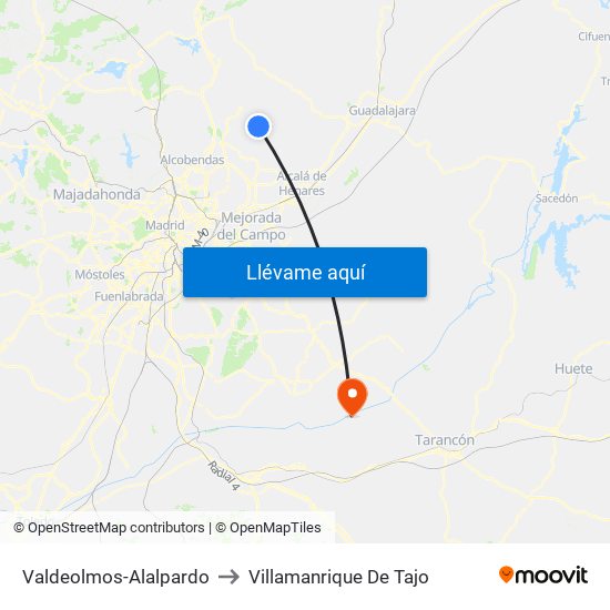 Valdeolmos-Alalpardo to Villamanrique De Tajo map