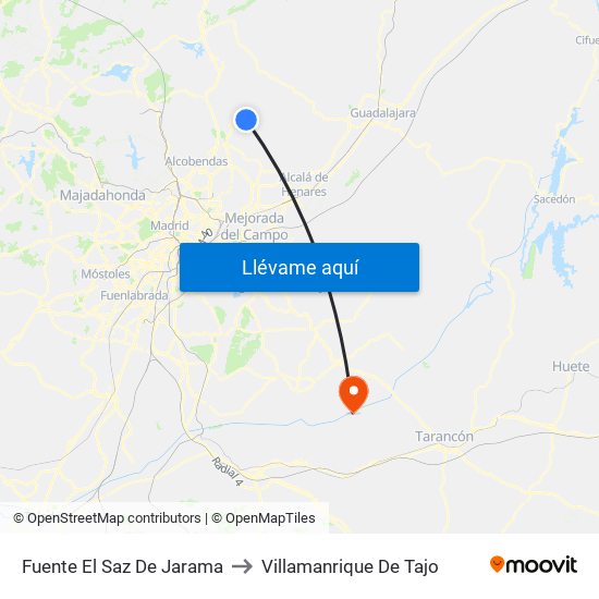 Fuente El Saz De Jarama to Villamanrique De Tajo map