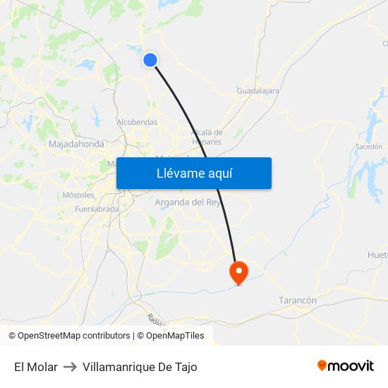 El Molar to Villamanrique De Tajo map