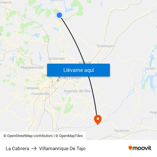 La Cabrera to Villamanrique De Tajo map
