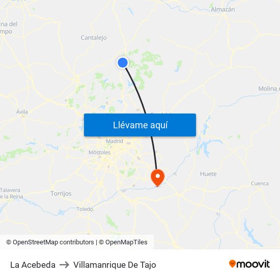 La Acebeda to Villamanrique De Tajo map