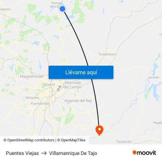 Puentes Viejas to Villamanrique De Tajo map
