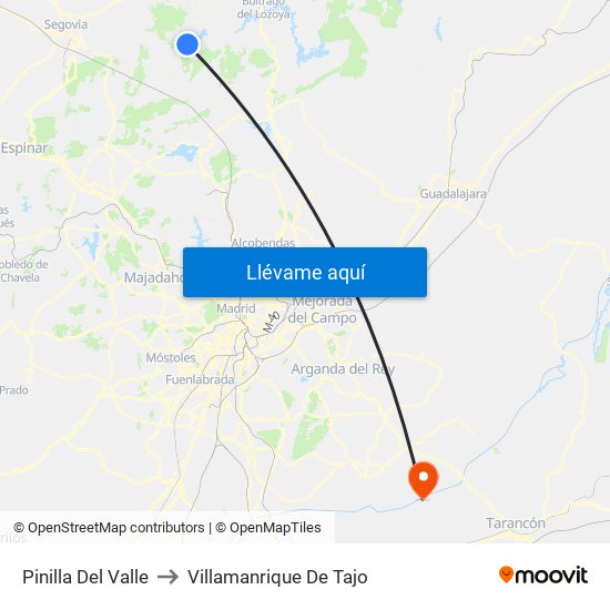 Pinilla Del Valle to Villamanrique De Tajo map