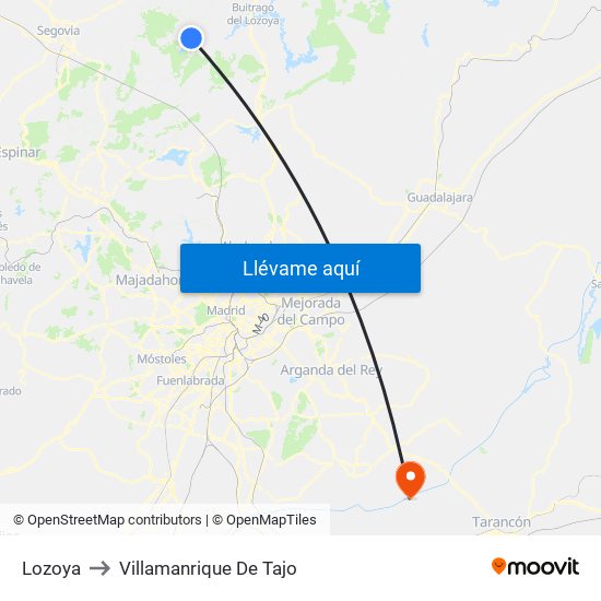 Lozoya to Villamanrique De Tajo map