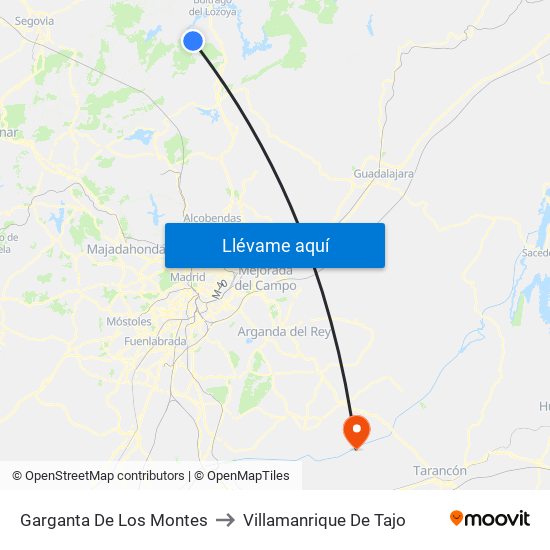 Garganta De Los Montes to Villamanrique De Tajo map