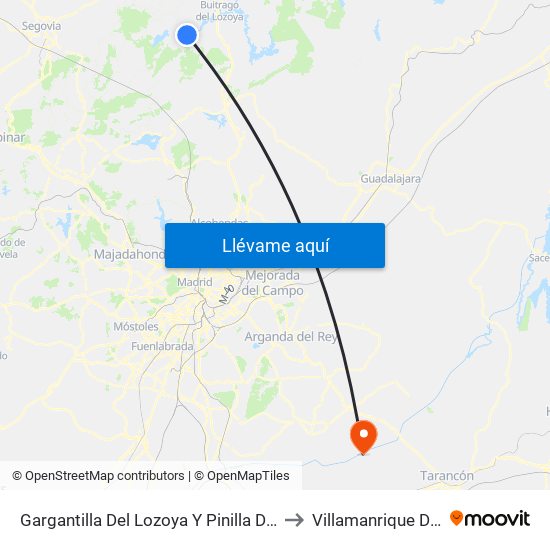 Gargantilla Del Lozoya Y Pinilla De Buitrago to Villamanrique De Tajo map