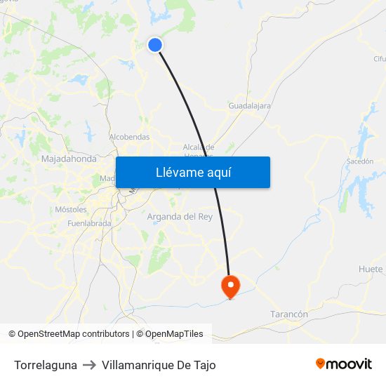 Torrelaguna to Villamanrique De Tajo map