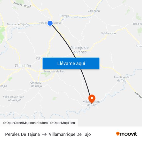 Perales De Tajuña to Villamanrique De Tajo map