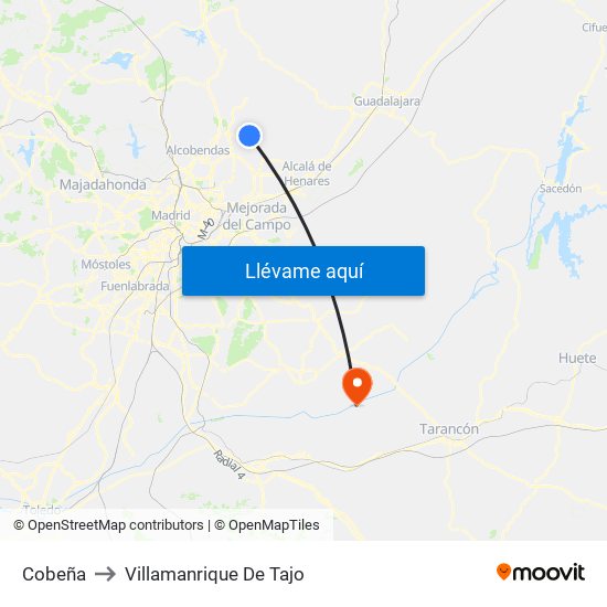 Cobeña to Villamanrique De Tajo map