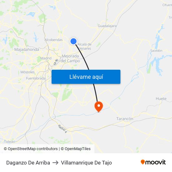 Daganzo De Arriba to Villamanrique De Tajo map