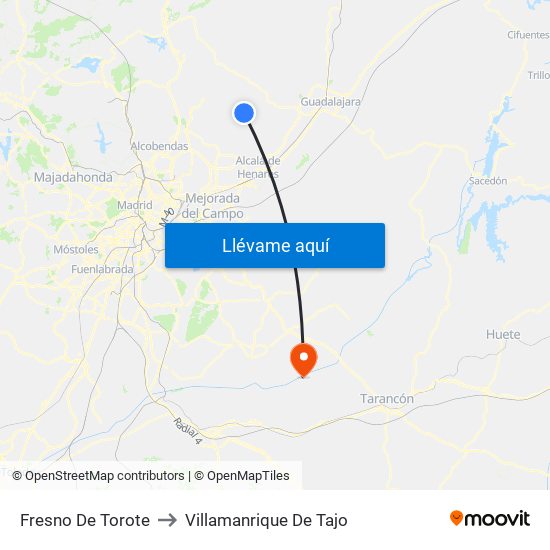 Fresno De Torote to Villamanrique De Tajo map