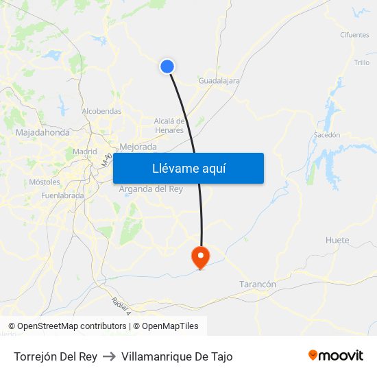 Torrejón Del Rey to Villamanrique De Tajo map