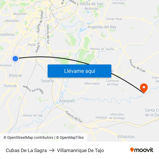 Cubas De La Sagra to Villamanrique De Tajo map