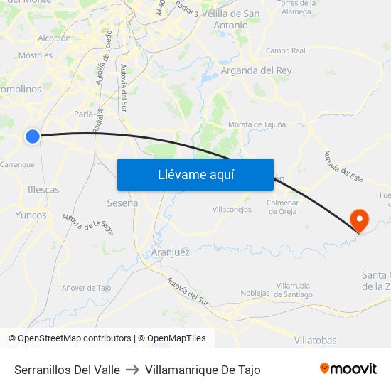 Serranillos Del Valle to Villamanrique De Tajo map