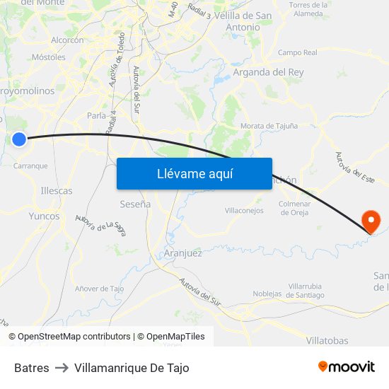 Batres to Villamanrique De Tajo map
