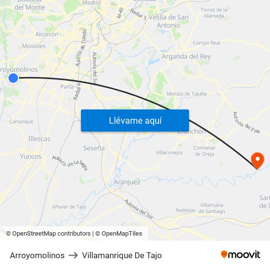 Arroyomolinos to Villamanrique De Tajo map