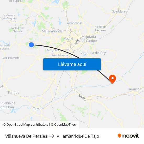 Villanueva De Perales to Villamanrique De Tajo map