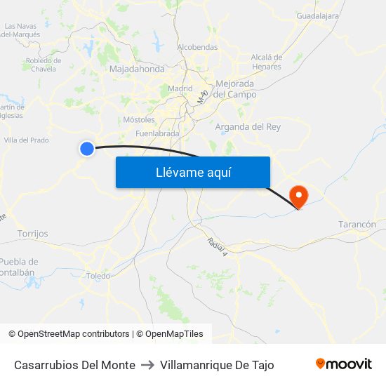 Casarrubios Del Monte to Villamanrique De Tajo map
