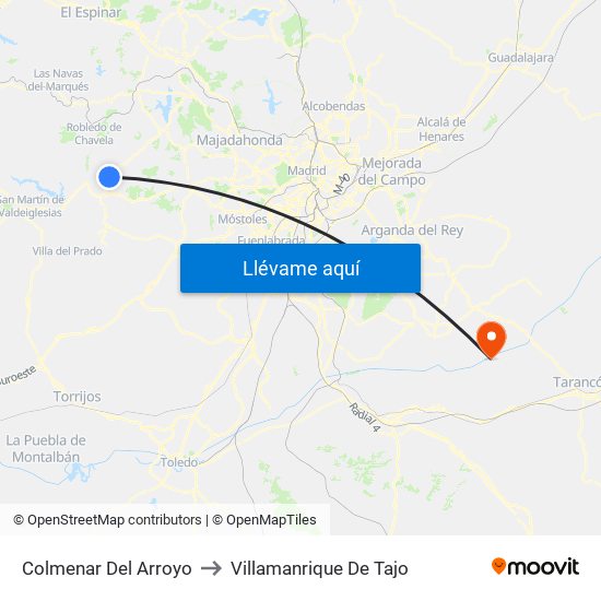 Colmenar Del Arroyo to Villamanrique De Tajo map