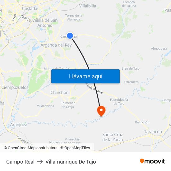 Campo Real to Villamanrique De Tajo map