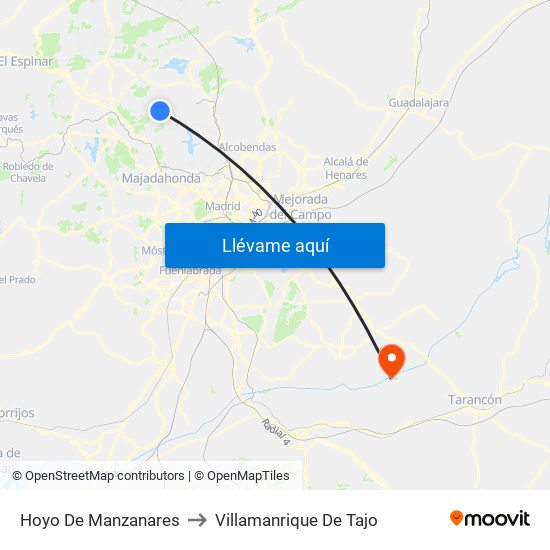 Hoyo De Manzanares to Villamanrique De Tajo map