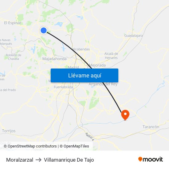 Moralzarzal to Villamanrique De Tajo map