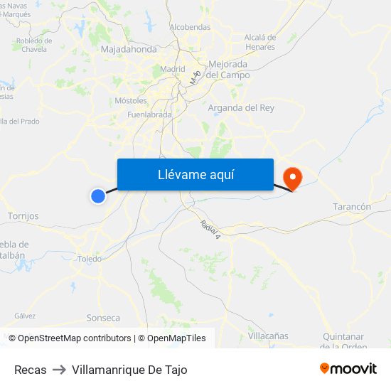 Recas to Villamanrique De Tajo map