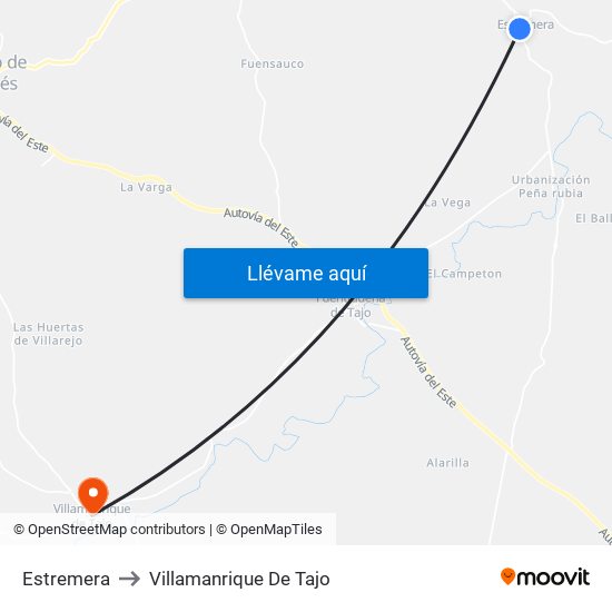 Estremera to Villamanrique De Tajo map