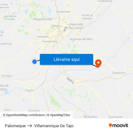 Palomeque to Villamanrique De Tajo map
